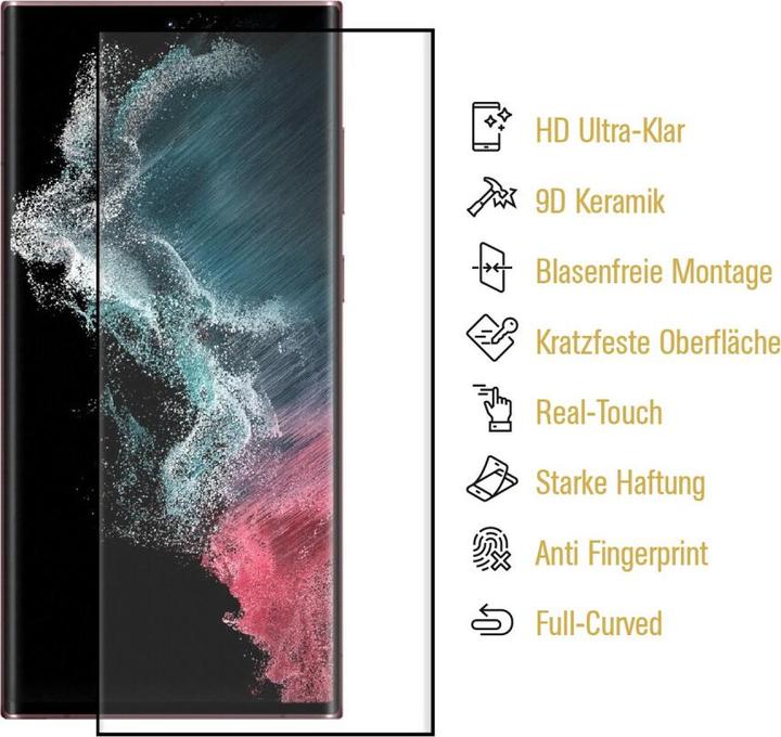 Actual product image Protectorking 3x Ceramic-Glass Full Cover HD Klar (3 Piece, Samsung Galaxy S22 Ultra)