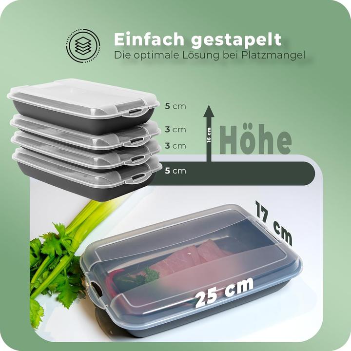 Produktbild Novaliv 10er-Set Anthrazit Premium Aufschnittbox mit Transparentem Deckel, Frischhaltedosen für Wurs