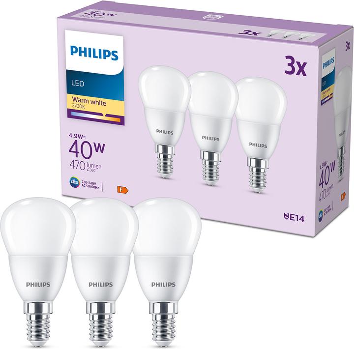 Produktbild Philips LED Lampe (E14, 4.90 W, 470 lm, 3 x, F)