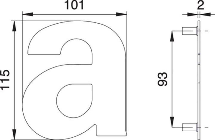 Immagine prodotto EDI Numero civico lettera a in acciaio inox opaco 114 mm larghezza 101 mm