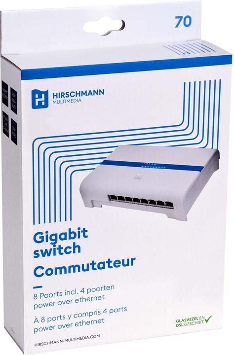 Actual product image Hirschmann CAS 8 shop 8 poorts Gigabit switch with PoE (8 Ports)
