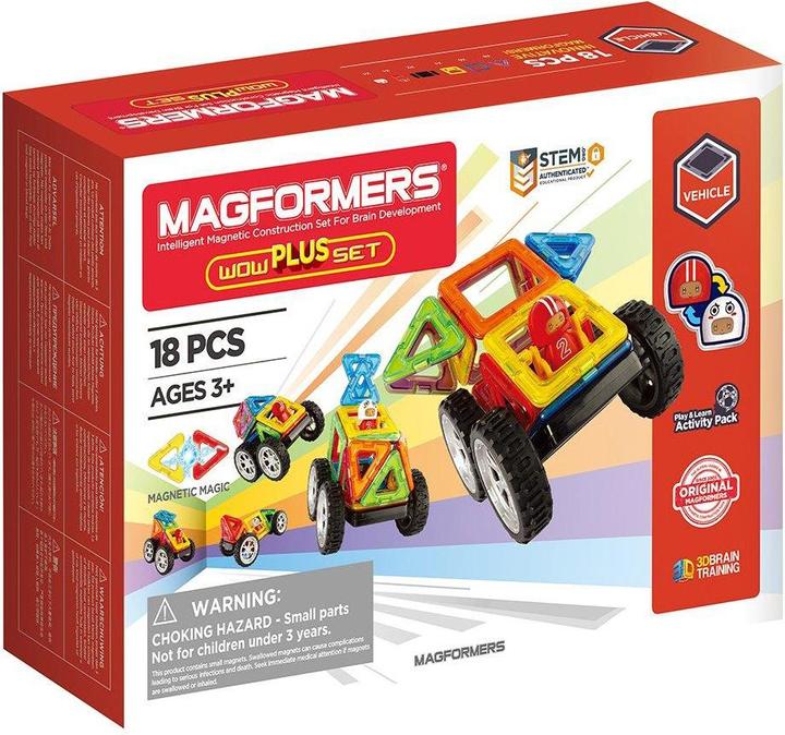 Magformers Set magnetico "Wow plus", 18 pezzi.
