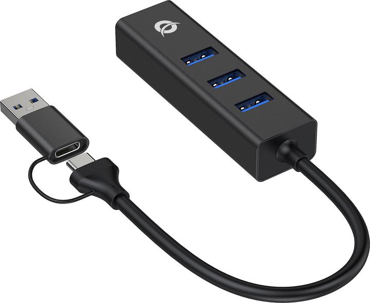 Actual product image Conceptronic Adapter USB3.0-> RJ45,3xUSB3.0,TypeC Ad 0.15m bw (USB-A, USB-C, 3 Ports)