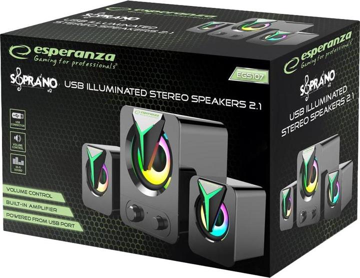 Immagine prodotto Esperanza EGS107 głośniki 2.1 usb led rainbow soprano