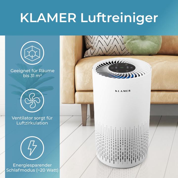 Produktbild KLAMER Luftreiniger 300i mit HEPA Filter CADR Spitzenleistung von 220 m³/h (50 m²)