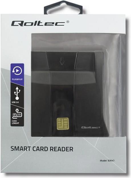 Produktbild Qoltec Skeneris Smart chip ID card scanner USB 2.0 Plug&Play vertical (USB 2.0)
