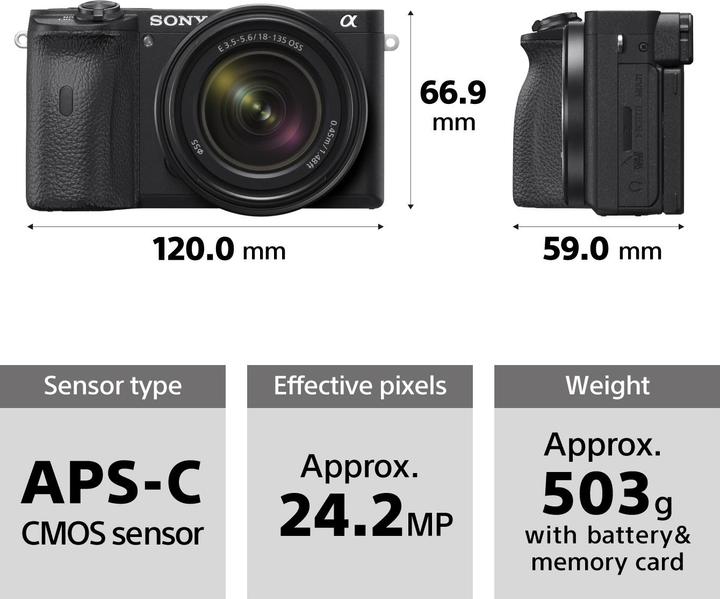 Produktbild Sony Alpha 6600 (18 - 135 mm, 24.20 Mpx, APS-C / DX)