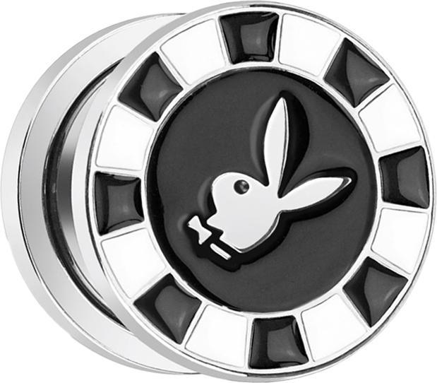 Immagine prodotto Star Piercing Tappo con coniglietta di Playboy su chip da poker nero (senza ottone, Acciaio chirurgico 316L)