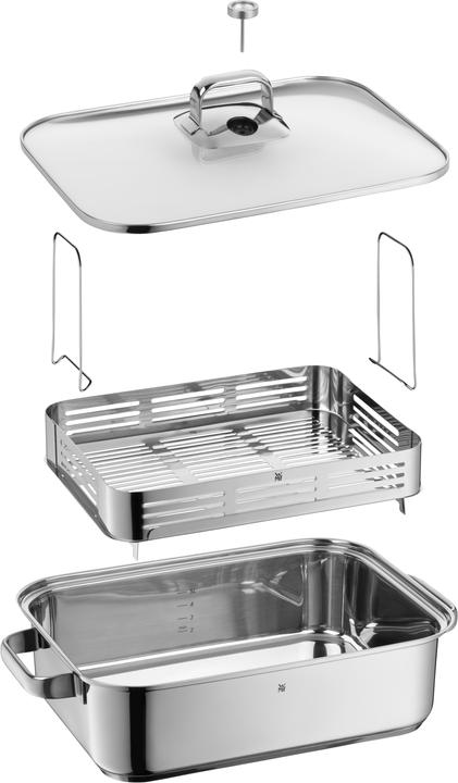 Produktbild WMF Dampfgarer Bräter 6,5l Glasdeckel Garblech Vitalis Aroma Edelstahl Induktion