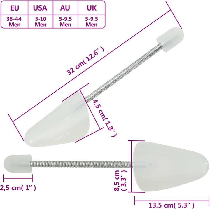 Actual product image VidaXL Shoe trees with spiral spring 5 pairs White EU 38-44 (38, 39, 40, 41, 42, 43, 44, 2 x)