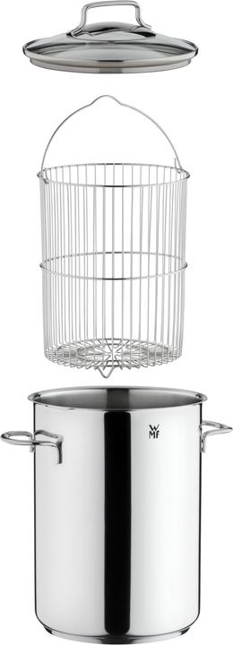 Productafbeelding WMF Asperge Pot Kookpot Inductie Hoog 16cm Pot met Glazen Deksel 5.0l Roestvrij Staal (16 cm, Steelpan, Roestvrij staal)