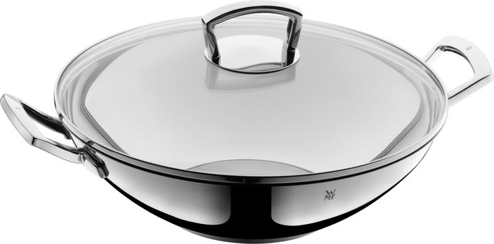 Produktbild WMF Wok Wokpfanne 36cm mit Glasdeckel Induktion Edelstahl (36 cm, Wok Pfanne, Edelstahl)