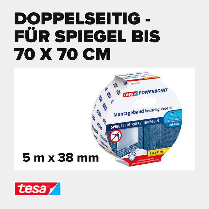 Produktbild tesa Powerbond MIRROR doppelseitiges Montageband für Spiegel (38 mm)
