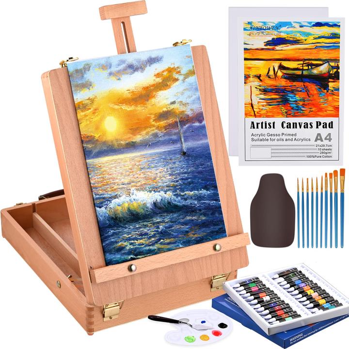 Image du produit Cieex Kit de peinture avec chevalet en valise (Brown, 168 ml)