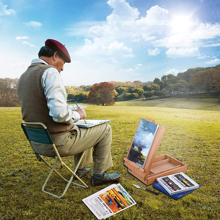 Image du produit Cieex Kit de peinture avec chevalet en valise (Brown, 168 ml)