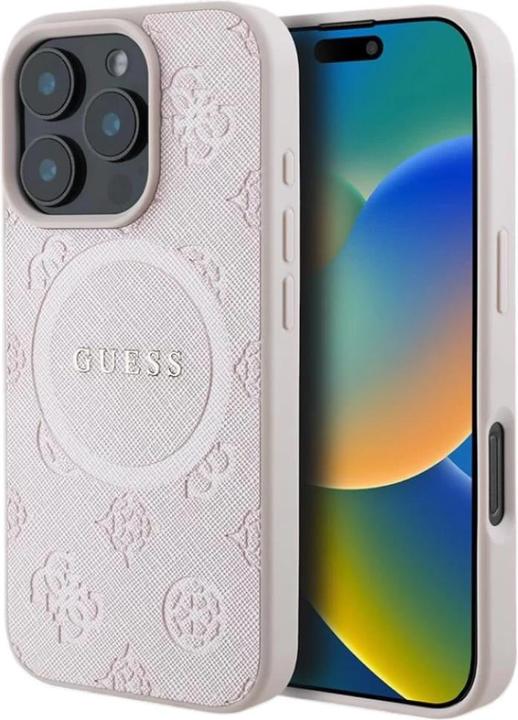 Image du produit Guess GUHMP16LPSAPSMEP iPhone 16 Pro różowy/pink HC MagSafe Safiano Peony Classic Logo (Apple iPhone 16 Pro)