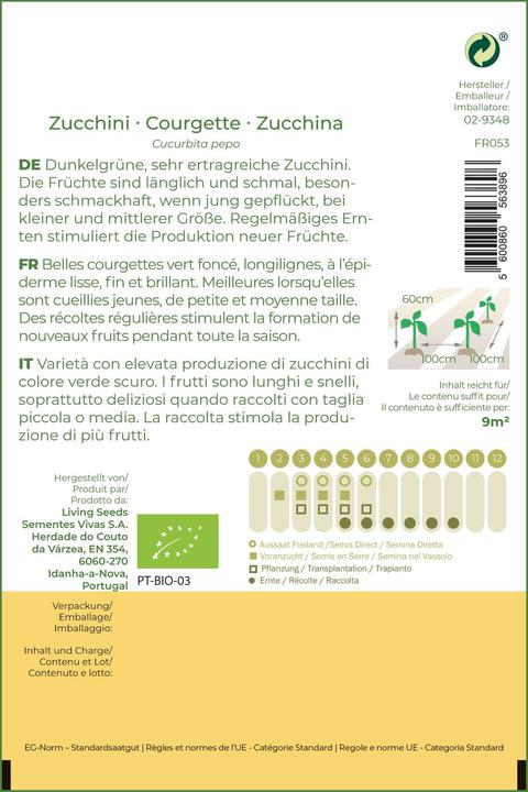 Produktbild Living Seeds Zucchini Black Beauty (Gemüsesamen)