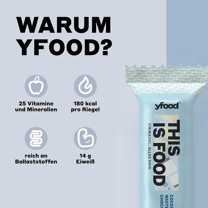 Image du produit YFood Barre Classique Noix de Coco & Chocolat Blanc (60g) (Chocolat blanc, Noix de coco, 1 pcs, 60 g)