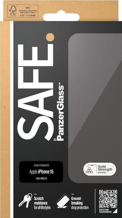 Actual product image PanzerGlass SAFE. Screen Protector Ultra-Wide Fit (1 Piece, Apple iPhone 15)