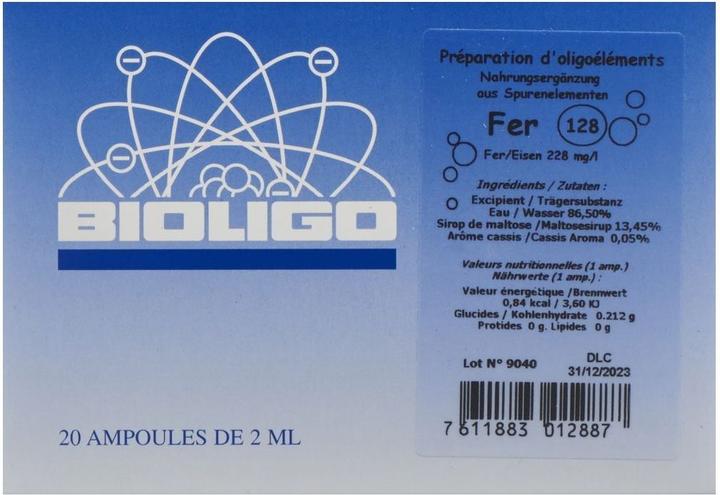 Nährwerte und Zutaten Bioligo Fer Lös (1 Stück, Ampulle, 103 g)