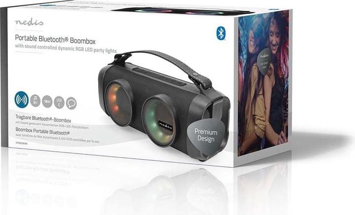 Produktbild Nedis Bluetooth® Party Boombox | 5 Std | 2.0 | 24 W | Medienwiedergabe: AUX / USB | Verknüpfbar | Tr (5 h, Batteriebetrieb)