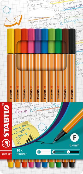 STABILO point 88 Fineliner (Multicoloured, 10 x)