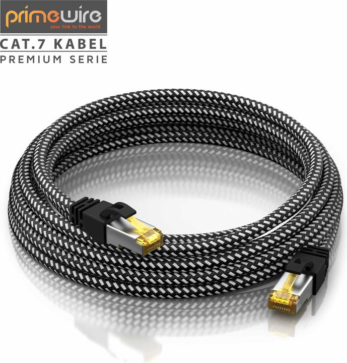 Actual product image Primewire CAT.7 network cable cotton jacket, Gigabit Ethernet CAT 7 LAN cable, 10000 Mbit/s patch cable (S/FTP, CAT7, 3 m)