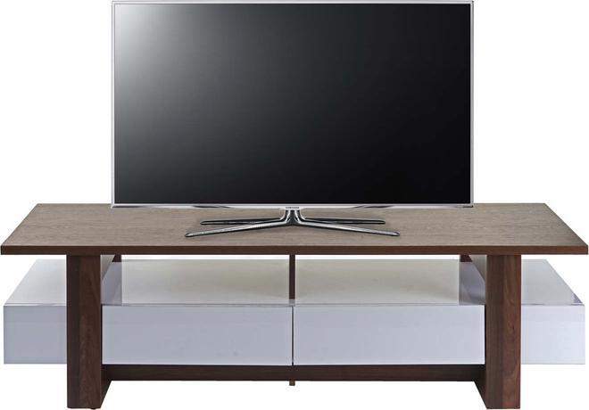 Produktbild Swisshandel24 TV-Rack, Fernsehtisch Lowboard Schrank, 3D-Struktur Walnuss-Optik hochglanz 46x150x45cm