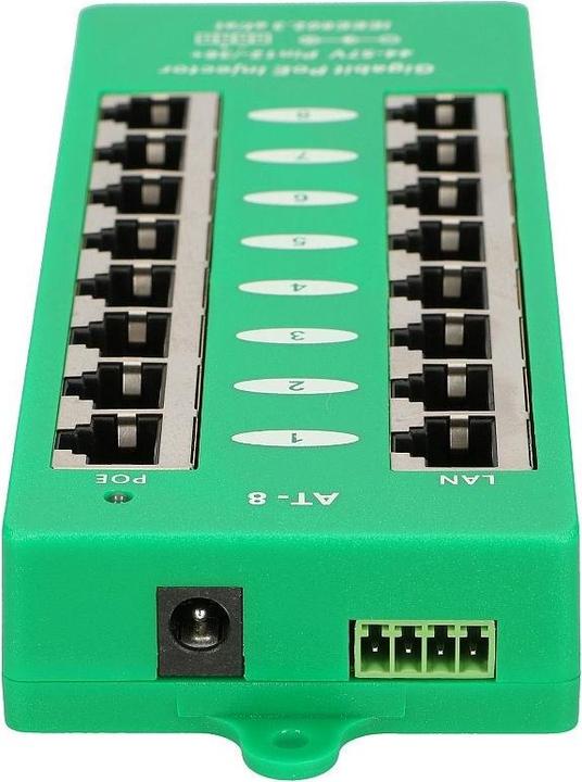 Actual product image Extralink ACTIVE POE INJECTOR 8 PORT GIGABIT 802.3AT/AF MODE A - - 8-Port Gigabit Ethernet (802.3af (PoE), 802.3at (PoE+))