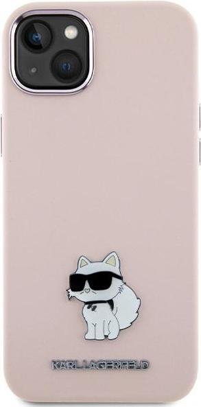 Actual product image Karl Lagerfeld KLHCP15SSMHCNPP iPhone 15 6.1" różowy/pink Silicone Choupette Metal Pin (Apple iPhone 13, Apple iPhone 14, Apple iPhone 15)