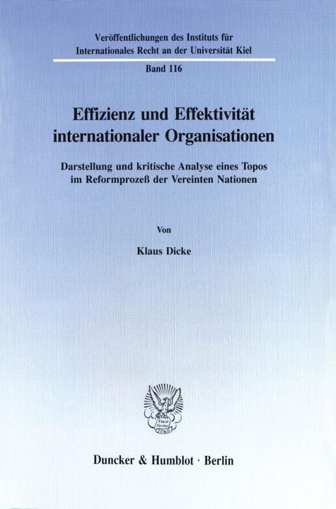 Image du produit Effizienz und Effektivität internationaler Organisationen. (Klaus Dicke, 1994)