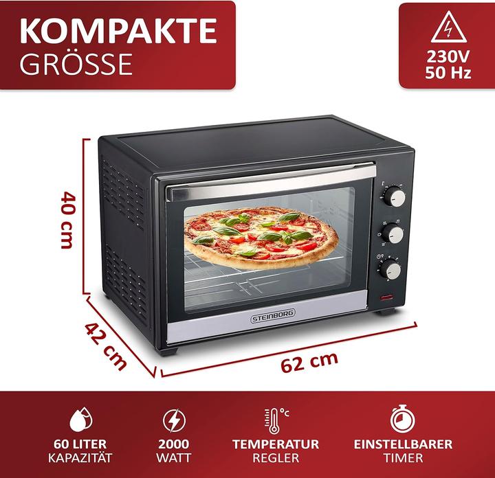 Image du produit Steinborg Minibackofen 60 Liter, Silber