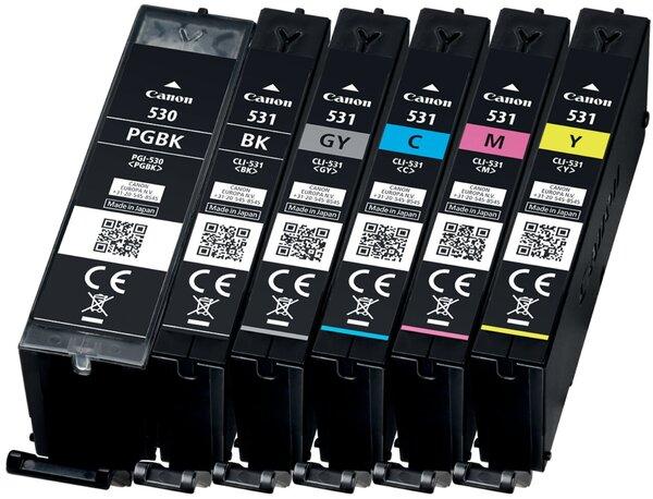 Actual product image Canon PGI-530 / CLI-531 Photo Value Pack PGBK/C/M/Y/BK/GY (M, GY, PGBK, FC, C, Y)