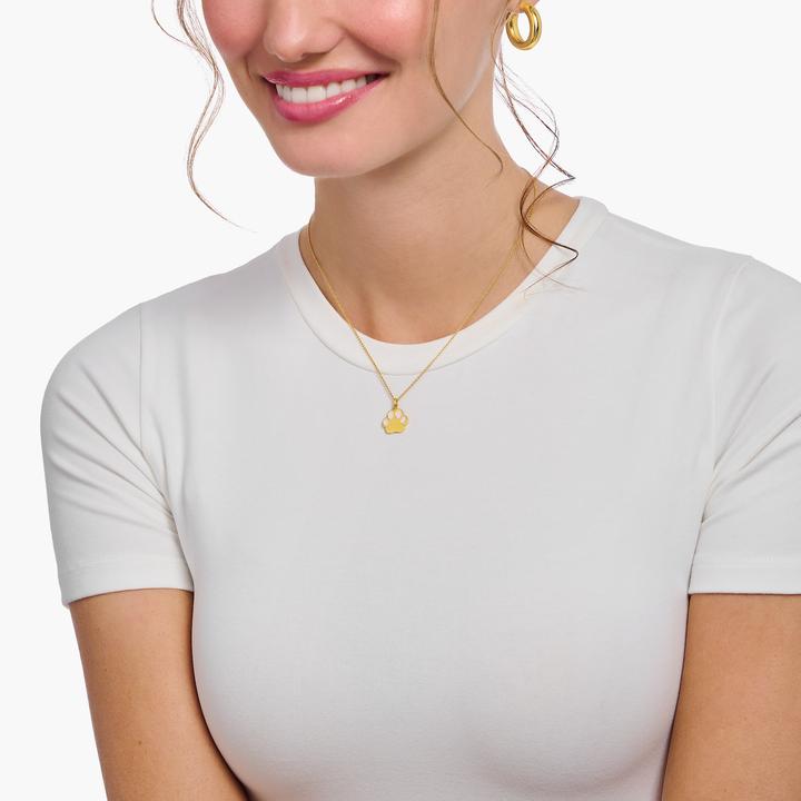Produktbild Thomas Sabo Kette mit Pfoten-Anhänger und weisser Emaille vergoldet (925er Silber, Emaille, 38 - 45 cm)