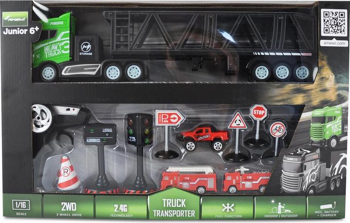 Produktbild Amewi Sattelschlepper mit Autotransporter Auflieger 1:16, RTR (RTR Ready-to-Run)