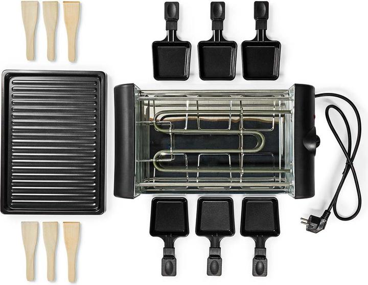 Actual product image Nedis Gourmet/Raclette Grill 6 Persons Spatula Temperature setting Non stick coating Rectangle