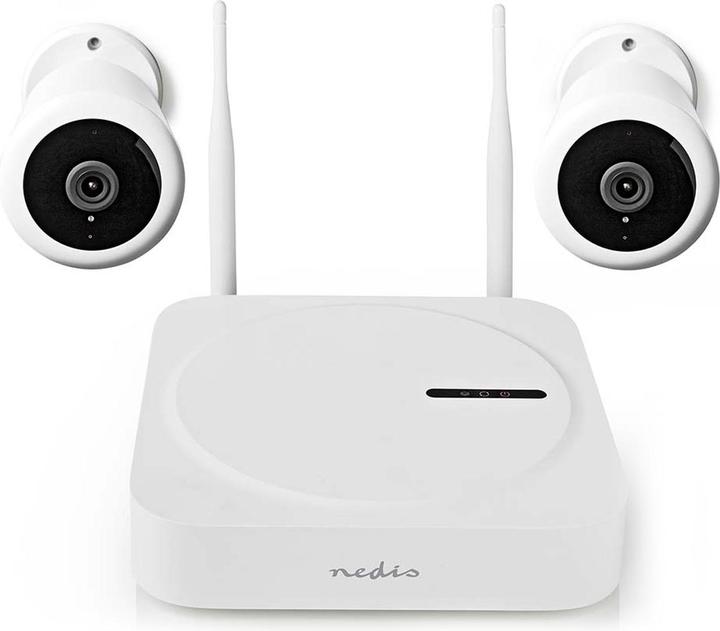 Nedis SmartLife Drahtloses Kamerasystem 2X Kamera Full HD mit Nachtsicht, IP65, SLNVR201CWT (1920 x 1080 Pixels)