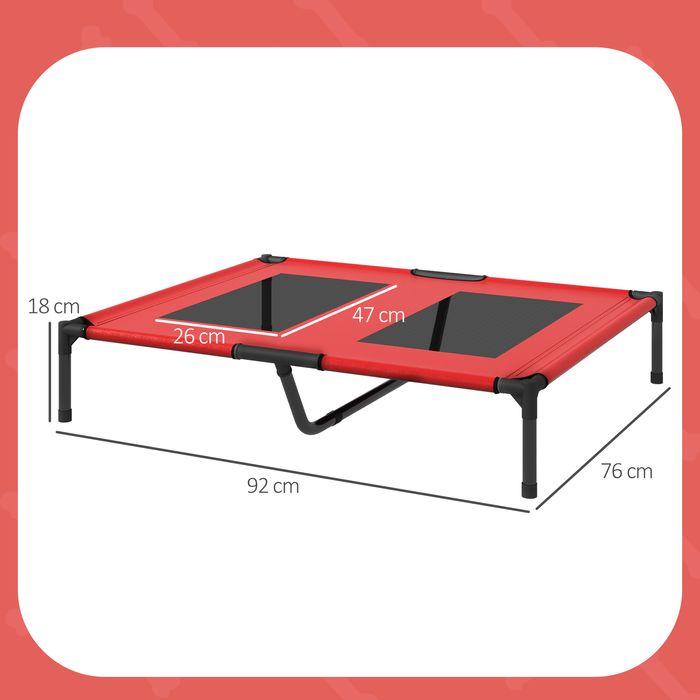 Produktbild Swisshandel24 Hundebett, Hundeliege, robust, erhöht & wetterfest, bis 50 kg, 92x76x18cm, Rot (Hund)