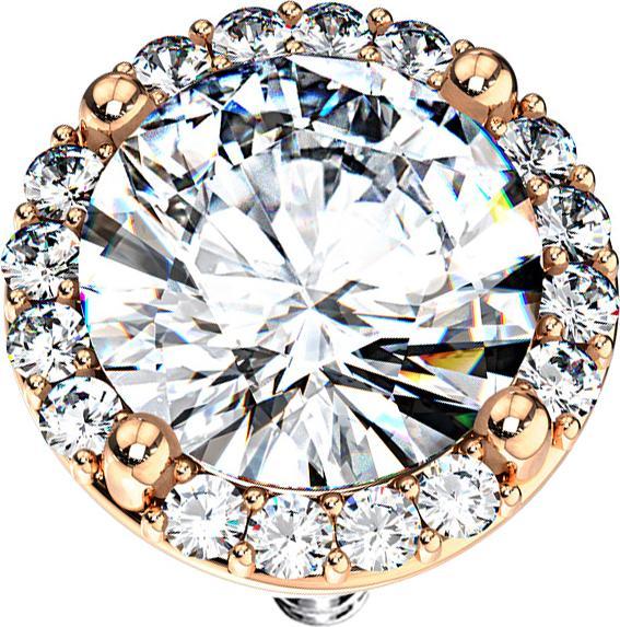Produktbild Star Piercing Dermal Anchor rosegold doppel gepflastert Kristall gross silber (Chirurgenstahl 316L, Messing)