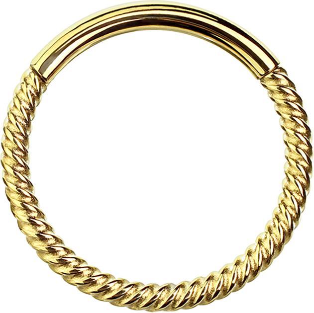 Star Piercing Micro Segmentring klappbar geflochten vergoldet (ohne Messing, Chirurgenstahl 316L)