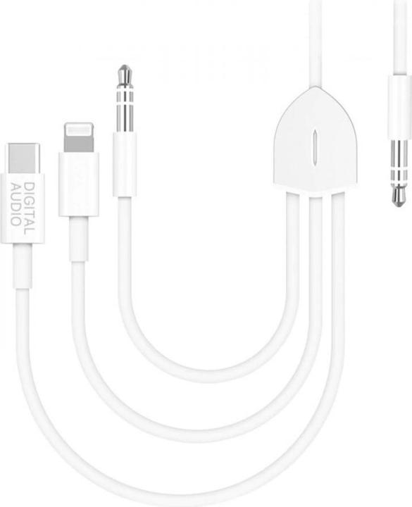 Image du produit PowerGuard Adaptateur AUX 3-en-1 pour l'audio de la voiture (USB Type C, Lightning, Jack 3.5mm)