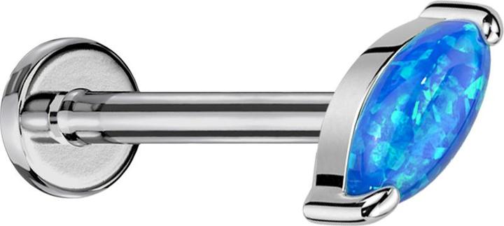 Produktbild Star Piercing Micro Labret Innengewinde silber Ovaler Opal blau (Titan G23, ohne Messing)