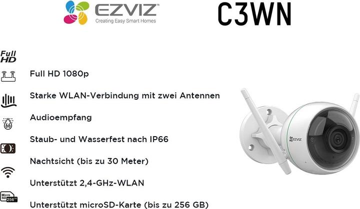 Actual product image EZVIZ C3WN IP Security Camera (1920 x 1080 Pixels)
