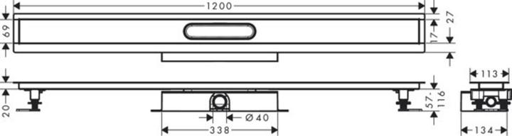 hansgrohe HG Komplettset uBox universal für Duschrinnen Fertigsets, flach 1200mm (1200 mm)