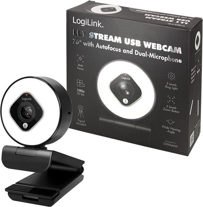 Actual product image LogiLink UA0384 Webcam LL1 Stream, USB 2.0, HD 1920x1080, 76 degree, black (2.10 Mpx)