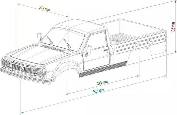 Actual product image Hobbytech Body Peugeot 504 Pick-Up unpainted, 1:10