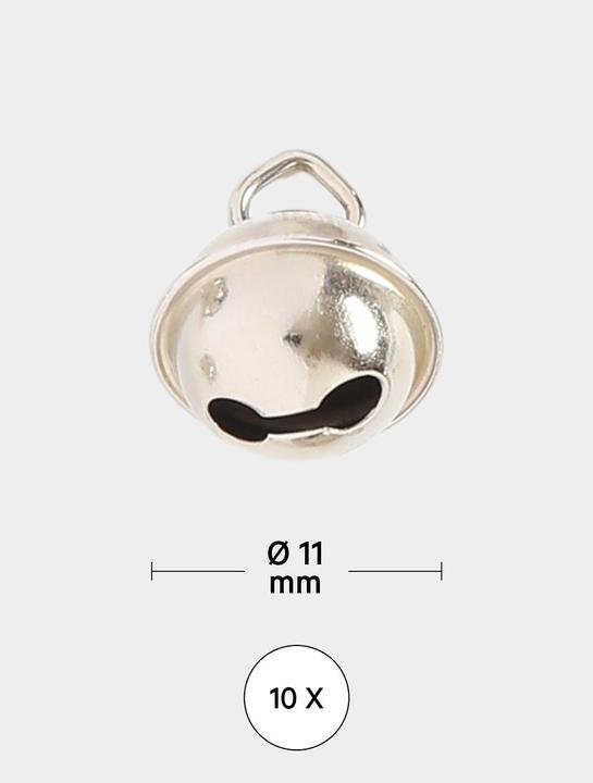 Actual product image I Am Creative Bells metal silver 11mm 10 pcs.