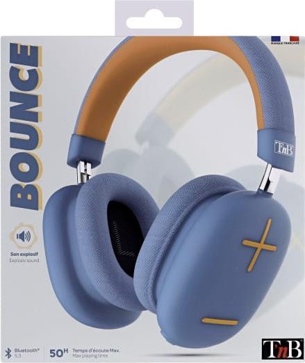 Actual product image T'nB Casque Micro Bluetooth Bounce (Bleu/Orange) (ANC, 50 h, Wireless)