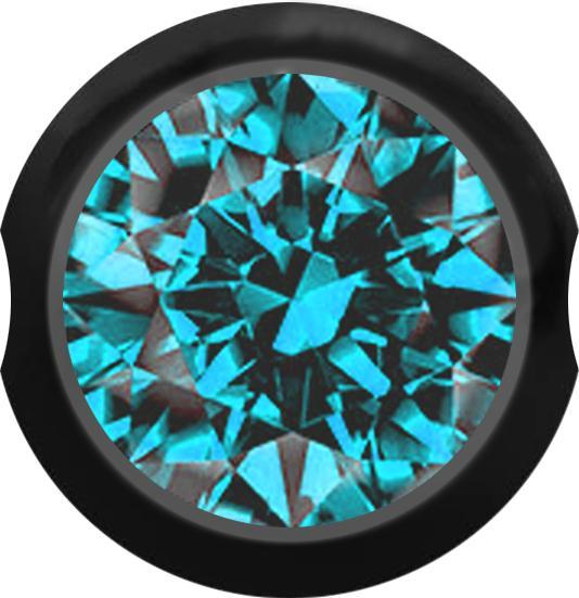 Image du produit Star Piercing Ball Closure Boule noire avec cristal aqua (Acier chirurgical 316L)