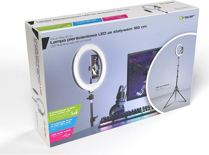 Produktbild Tracer RING 30cm tripod 210cm ring lamp (1700 lm)